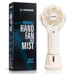 DRIFTX Portable Hand Fan Rechargeable Table Fan Mini USB Fan | With Mist Spray Humidifier for Hot Summer | Ideal for Home, Office, Kitchen & Travel Use (Beige White, 1000mAh)