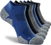 CWVLC Unisex Cushioned Compression Athletic Ankle Socks Multipack, 6-pairs Black Grey Blue, L 10.5-13 W US/ 9-11.5 M US)