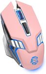 Wireless Mouse Bluetooth, Silent Rechargeable Multi-Device Mouse, BT5.0/3.0 and USB Cordless Computer Mouse, RGB Light up Gaming Mouse for Laptop PC Mac Macbook Air/Pro iPad Tablet Office Games -Pink