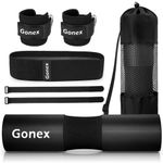 Gonex Barbell Pad Set for Squats Hip Thrusts Upgraded Bar Neck Pads Workout Foam Weightlifting Cushion with 2 Gym Ankle Straps Hip Resistance Band Fits Standard Olympic Bars with a Carry Bag