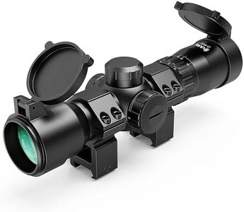 UUQ 1.5-5x32 Crossbow Scope,Circles and Rangefinder Etched Glass Ballistic Reticle Optic, 250-450 FPS Red Green Illuminated,Compact Crossbow Scope for Hunting 20-100 Yards with 20mm Scope Rings