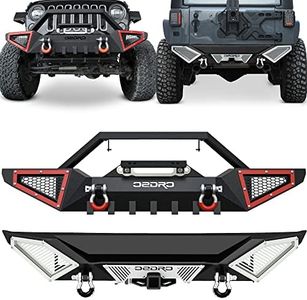 OEDRO Front & Rear Bumpers Combo Compatible with 2007-2018 Jeep Wrangler JK & Unlimited JKU (2/4 Doors), Off Road Full Width with Hitch Receiver & D-Rings & Paintable Armor