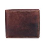 MAI SOLI Dark Vintage Genuine Leather Wallets for Men, Bifold Leather Wallet with 8 Credit Card Holder Slot, Classy Gifts for Men, Flap & Loop - Brown