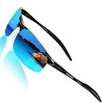 ROCKNIGHT Polarized Sports Sunglasses Men UV Protection Blue Rimless Reflective Metal Present for family friends