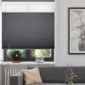 ZSHINE Manual Cordless Day and Night Cellular Shades Full Blackout Fabric Window Shades for Home, Office, Hotel, Club, Restaurant Custom Made Size (93021F Dark Grey)