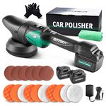 BATOCA S2 Cordless 5Ah Car Polisher Buffer Sander Dual Action Polishing Machine Polish Kit 2PCS Battery with 125mm 5inch Buffing Pad Bonnet for Car Floor Boat Polishing Sanding