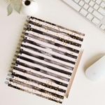 Happy Wagon| Striped Undated Planner with Sticker Sheets| Daily Study | Work Planning | Goals| Budget Tracker| Plan, Track & Schedule| Approx 128 Pages| Black & White