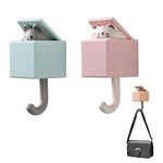 Legdro 2Pcs Creative Adhesive Coat Hook, Cute Pet Hooks for Cat Key Holder Hook Wall Hanging Decorations Without Drilling Hanger Scarf, Hat, Towel, Cartoon (Legdro-dasjk1)