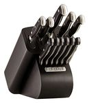 Sabatier Self-Sharpening 12-Piece Forged Triple Rivet Knife Block Set with Edgekeeper Technology, High-Carbon Stainless Steel Kitchen Knives, Razor-Sharp Knife Set with Wood Block, Black