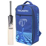 TRIUMPH TYRO ENGLISH WILLOW PROFESSIONAL CRICKET BAT FOR MENS | READY TO PLAY | LIGHT WEIGHT WITH KB-2020 CRICKET BACK BAG NAVY/SKY