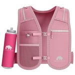 Bearactive Running Phone Holder with 500ml Running Water Bottle – Adjustable Strap and 6 Pockets - Running Hydration Vest, Running Vest Women & Men - Running Gifts (Pink)