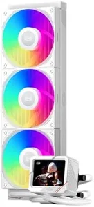 PCCOOLER AIO Cooler CPU Liquid Freezer, 3.5-inch IPS Display, 360mm ARGB Water Cooling, Durable Dual Ball Bearing Fan, Compatible with AM4/AM5, LGA115X/1200/1700/1851 (CPS GT360 White)