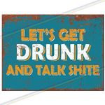 Metal Signs - Lets Get Funny Logo Man Cave Tin Metal Sign Hanging Wall Plaque Kitchen Shed Garage. Medium(20cm x 15cm)