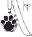 QUMY Pet Cat Dog Paw Print Cremation Jewelry for Ashes Wearable Urn Necklace Keepsake Memorial Pendant for Women Men, with Stainless Chain and Funnel Fill Kits (Women)