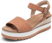 DREAM PAIRS Women's Open Toe Buckle Ankle Strap Espadrille Platform Wedge Sandals,Size 7,Tan,DWUMPS2504