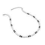 THE MEN THING WHITE EARTHY APPEAL - Beaded Necklace - Black & White Beaded Necklace for Men & Boys (20 inch with adjustable cable chain)