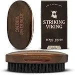 Striking Viking Boars Hair Beard Brush for Men - 4.2" Ergonomic Design with Naturally Derived Beach Wood - For Men's Beard & Mustache Care