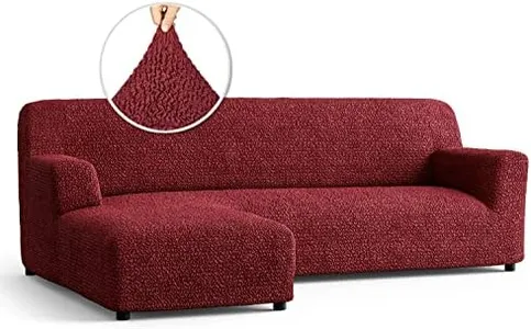 PAULATO BY GA.I.CO. Sectional Couch Cover - L-Shape Sofa Cover - Soft Fabric Seat Slipcovers - 1-Piece Form Fit Stretch Furniture Slipcover - Microfibra Collection - Burgundy (Left-Facing Chaise)