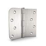 3 Pack goldenwarm Door Hinges Satin Nickel 4inch Interior Door Hinges with Square & Round Corners, Brushed Nickel Flat Butt Hinges Door Hardware