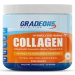 GRADEONE NUTRITION Marine Collagen Powder Supplement 200g | Hydrolyzed Collagen Peptides With Biotin, Curcumin, Vitamins & Amino Acids | For Skin, Hair, Nails & Joint Support | Mango Flavour