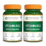 Pure Nutrition Vitamin B12 -120 Veg Tablets (60x2) | Methylcobalamin Supplement for Men & Women | Boosts Energy & Immunity | Supports Brain, Nerve, Heart Health & Red Blood Cell Formation | Vegan-Friendly