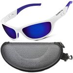 ZILLERATE Polarised Sunglasses For Men - Mens Womens Polarized Sports Sun Glasses, Fishing Driving Running Cycling Sailing Skiing Golf, UV400 Protection Safety Lenses, Wrap Around Men's Shades, White