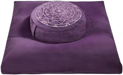 Zafu & Zabuton Meditation Cushion Set - Buckwheat Hull & Memory Foam Pillows, Ergonomic Support for Yoga, Mindfulness - Organic Velvet Cover, Large Size, Durable Comfort (Purple)