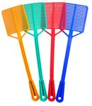 Separate way Manual ABS Plastic Square Fly swatter with Long Handle, Flexible, Large swat Area, Hanging Hole, and More Bright Color. (Pack of 4)