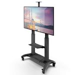 Kanto MTMA100PL Height Adjustable Mobile TV Mount with Adjustable Shelf for 60-inch to 100-inch TVs | Black