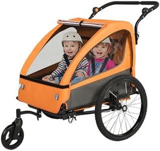 Sepnine 2-in-1 Kids Bike Trailer and Stroller with Suspension – Bike Trailer for 1 to 2 Children, Jogging Function, Foldable, 5-Point Harness, Spacious Storage, with Bug Screen and Weather Shield