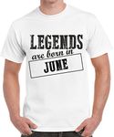 Caseria Men's Round Neck Cotton Half Sleeved T-Shirt with Printed Graphics - Legends are Born in June Pattern (White, XXL)