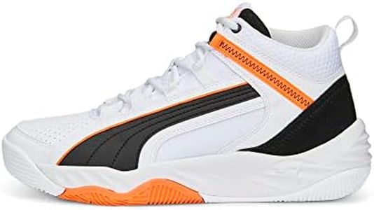 PUMA Men's Rebound Future Evo Sneaker, Puma White-puma Black-Ultra Orange, 10.5