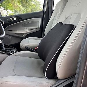 Grin Health Car Backrest Pillow for Back Pain Relief While Driving Orthopedic Car Seat Cushion for Long Drive Lumbar Support for Car Back Rest Support Memory Foam Cushion (Standard, Black)