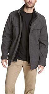 Dockers Men's Dwight Soft Shell Bib Jacket, Heather Charcoal, Medium