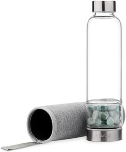 Navaris Borraccia Porta Gemme - Bottiglia Ermetica 420ml Portagemma Pietra Minerale Naturale - Caraffa Portapietre Minerali Sport Idratazione Lavoro