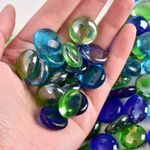 Pebstone Stones for Decoration Glossy Fire Glass Pebbles for Aquarium Fish Tank Vase Filler Home Garden & Landscape Decoration, Glass, Mix2 (1 Kg); [Glass24-Mix2-1 Kg]