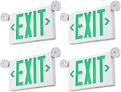 TORCHSTAR 4-Pack LED Green Letter Exit Sign with Emergency Lights White