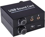 External Sound Card, Tendak USB Audio Adapter with Volume Output and Bass Adjustment, Stereo Sound Card with 3.5mm Microphone Port for Windows/Linux/MAC/iOS/Android System, PS5, Laptops, Desktops