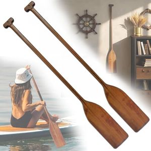 RUBAPOSM Vintage Style Wooden Oar Canoe Paddle 4 Feet,Ergonomic T-Shaped Handle,Handcrafted Durable Pine Wood Oars for Kayaking/Fishing/Rowing Boats/DIY Home Decoration Gift（2 Pieces）
