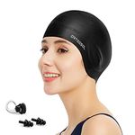 Blackace arteesol Swimming Cap Women Swimming Hat Silicone Swim Cap Swim Hat Waterproof Cap, 3D Ear Ergonomic Design, Anti-Slip Long Hair, Swimming Cap for Women