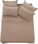 Lux Decor Full Sheet Set - 6 PC Brushed Microfiber Bed Sheets 16 Inches Deep Pockets - Embroidered & Plain Pillowcases - Hotel Luxury Sheets Full Size Bed Set - Soft Bedding Sheets (Taupe)