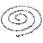 Beydodo Stainless Steel Necklace for Men, Box Link Chain Necklace 30 inch 4.5mm Width Necklace Chain for Pendants