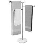 KES Free Standing Towel Holder Towel Rail with Swivel Arms, Bathroom Towel Rack Weighted Marble Base, SUS304 Stainless Steel Polished Finish, BTH219