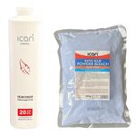 ICAN LONDON PROFESSIONAL CREAM PEROXIDE 20 VOL 6% 1000 ML + RAPID BLUE POWDER BLEACH 500 G COMBO SET