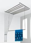 Synergy - 8 Pipes x 6 Feet - Heavy Duty - Stainless Steel Ceiling Clothes Hanger/Cloth Dryer with UV Protected Rope and Individual Drop Down Railers (SY-CL3-8P)