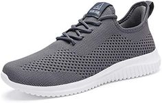 VAMJAM Men's Running Shoes Ultra Lightweight Breathable Walking Shoes Non Slip Athletic Fashion Sneakers Mesh Workout Casual Sports Shoes, Grey015, 11.5