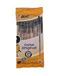 Bic Cristal Original Smudge Free Ballpoint Pens, Ideal for School, Black, Medium Point (1.0mm), Pack of 8