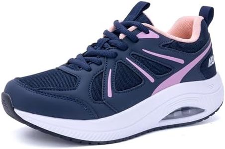 M MAGPER Plantar Fasciitis Trainers for Women Orthotic Shoes Arch Support Walking Trainers for Foot Pain Relief Blue Pink Size 8.5 UK