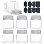 BENECREAT 15PCS 50ml Clear Glass Bottles Candy Bottle with Aluminum Screw Top Empty Sample Jars with 2 Sheets Labels for Spice Herbs Small Items Storage Wedding Favors