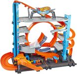 Hot Wheels Ultimate Garage City Playset with Multi-Level Racetrack, 3 Foot Tall Track with Shark, Parks 100 Cars, Includes 2 Toy Cars, Toys for Ages 5 to 8, One Pack, FTB69